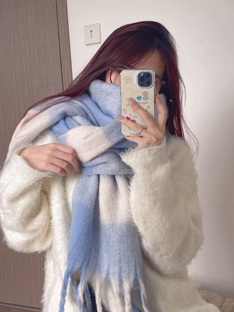 Color Plaid Winter Scarf for Women