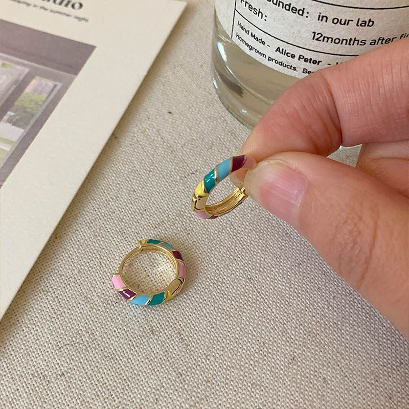 Colorful Glaze Enamel Circle Earrings