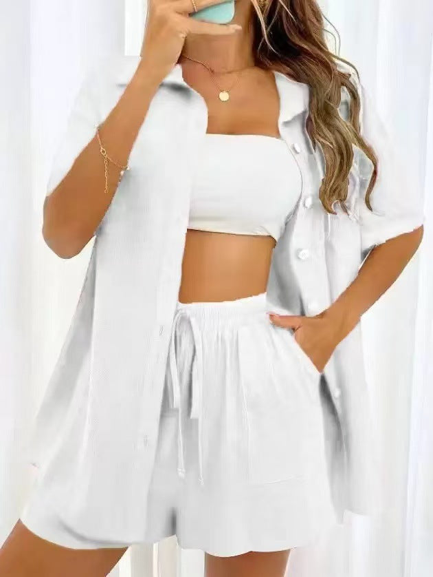Casual Short Sleeve Shirt and Shorts Set