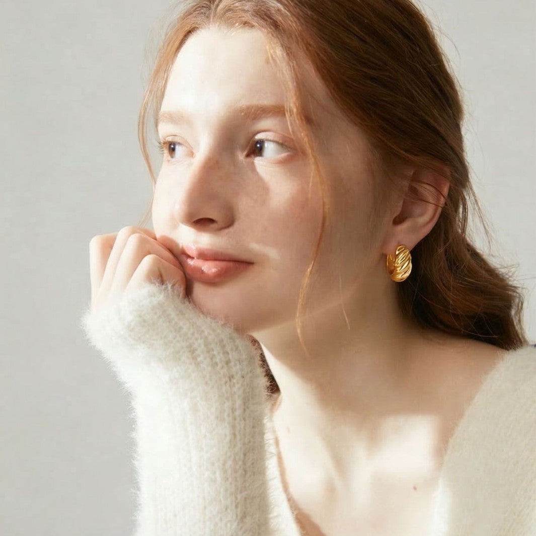 Copper Alloy Star Sheep Horn Earrings Geometric Minimalist Women Ear Studs