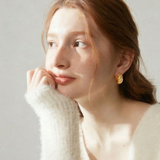 Copper Alloy Star Sheep Horn Earrings Geometric Minimalist Women Ear Studs