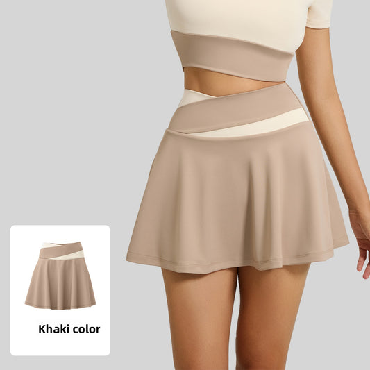 Color Block Sports Skirt with Shorts