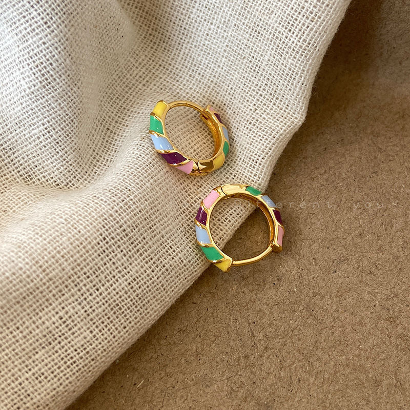 Colorful Glaze Enamel Circle Earrings