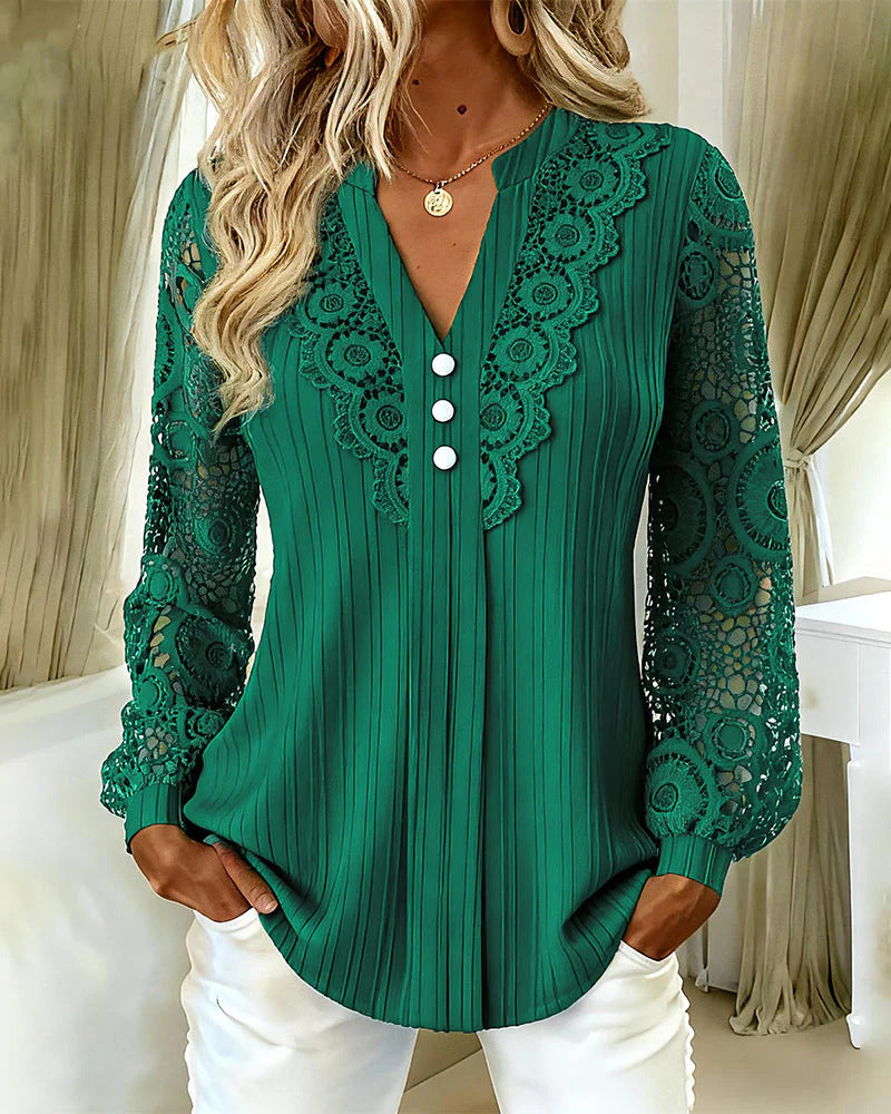 V-Neck Lace Blouse