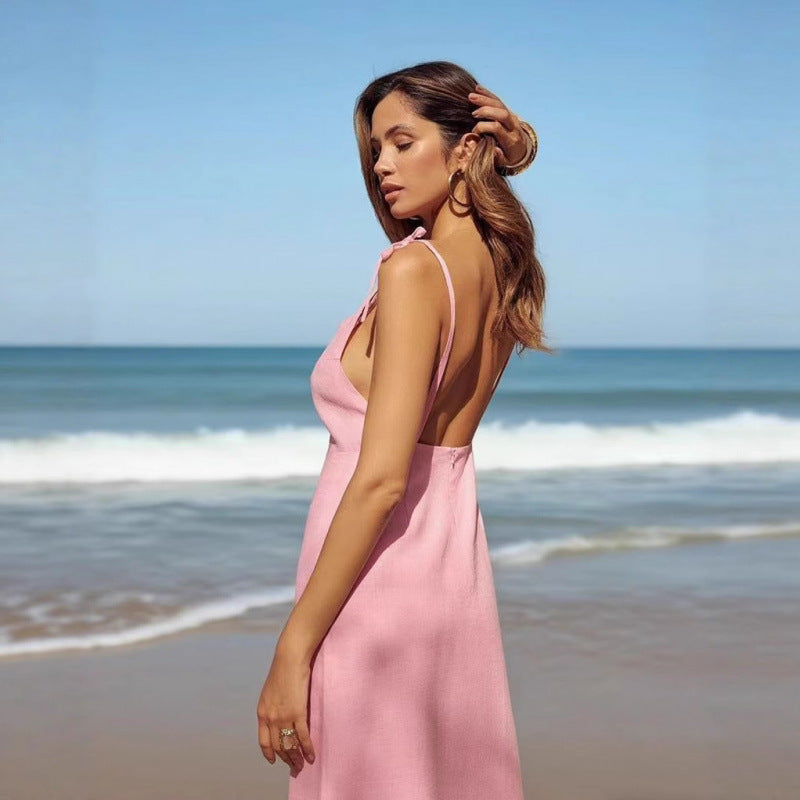 Elegant Backless Spaghetti Strap Dress