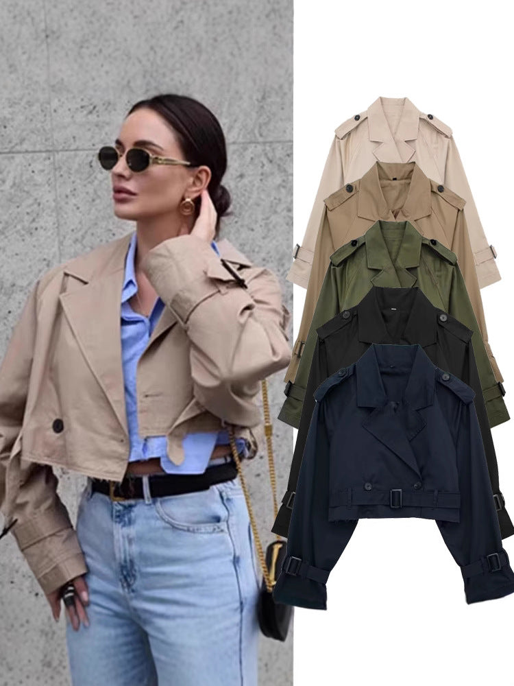 Womens Casual Frayed Edge Trench Coat
