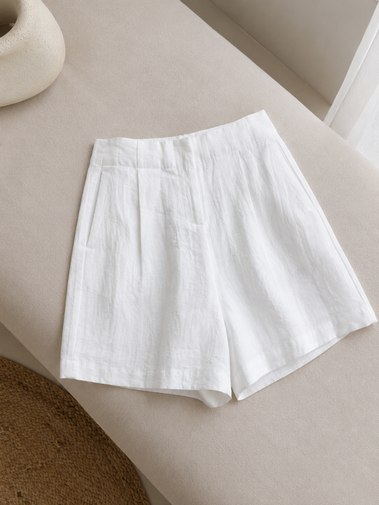 Womens Two-Tone Linen Summer Shorts