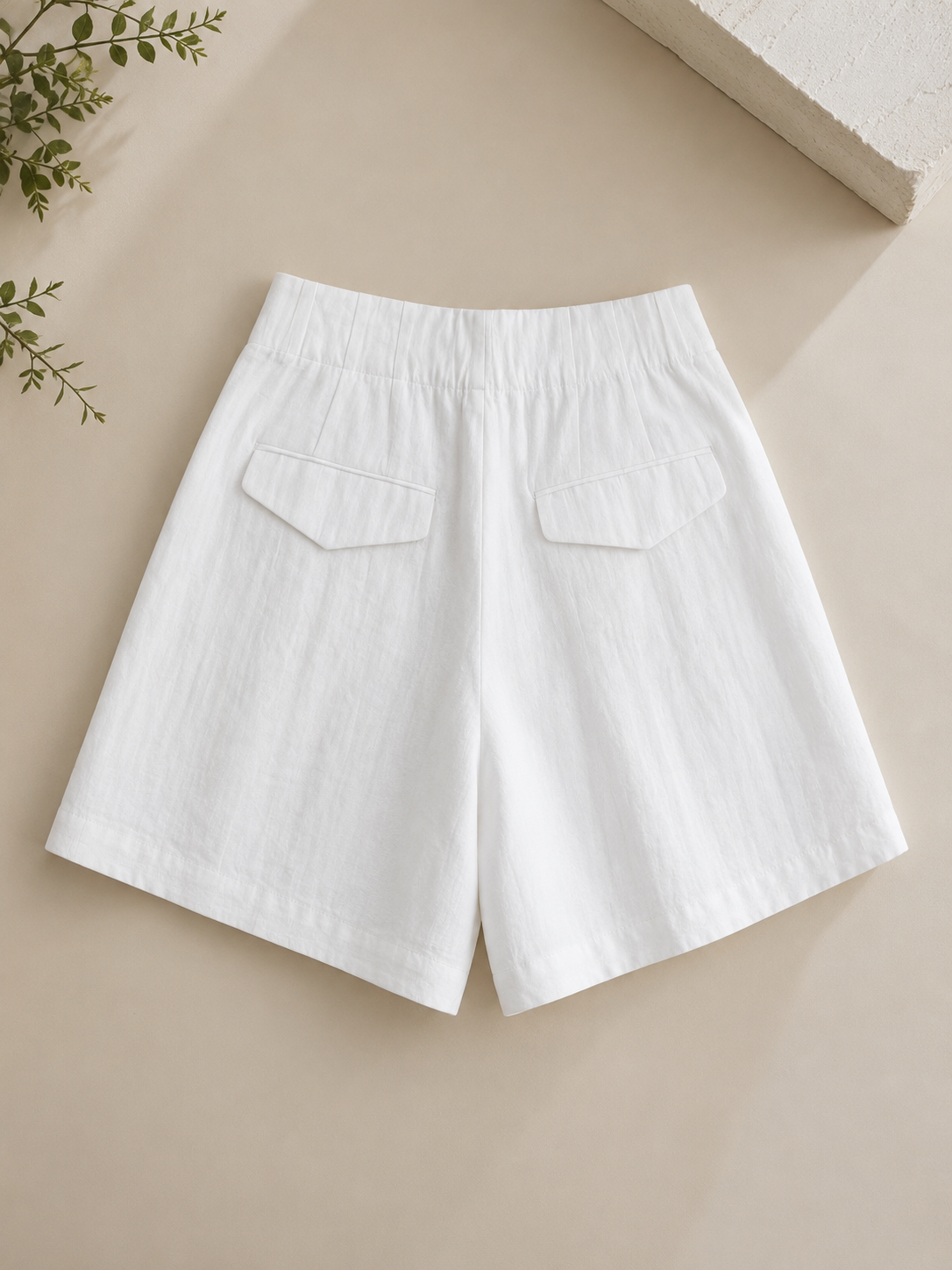 Womens Two-Tone Linen Summer Shorts