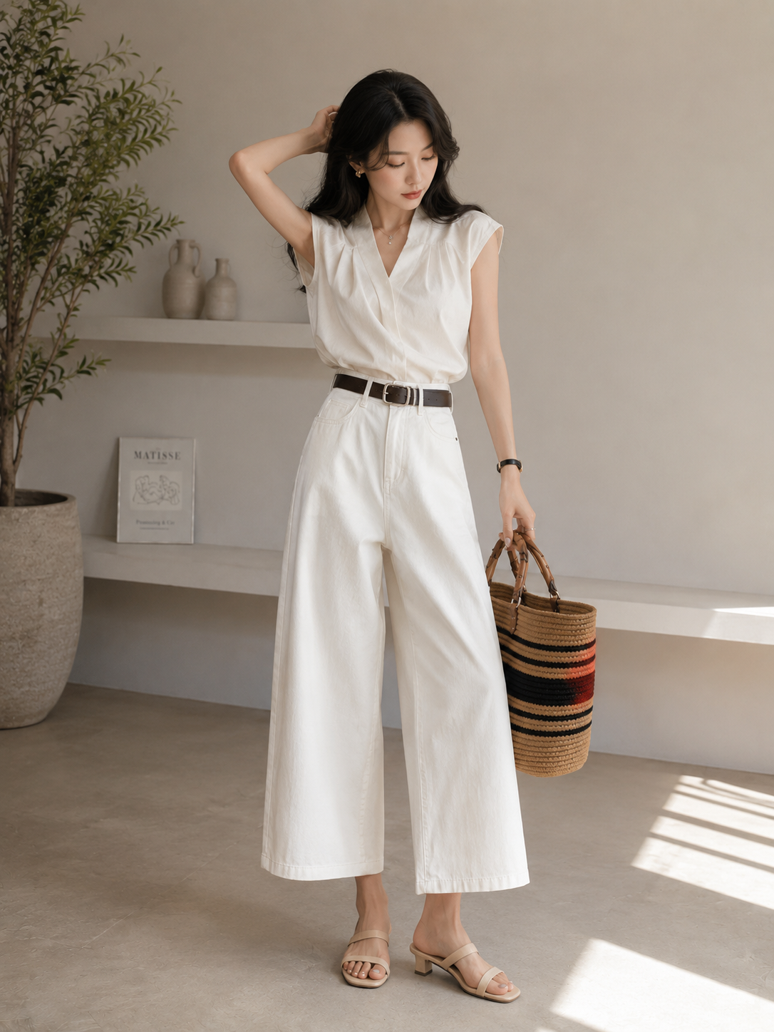 High-Waisted Slimming Wide-Leg Jeans for Women, Summer Thin Style